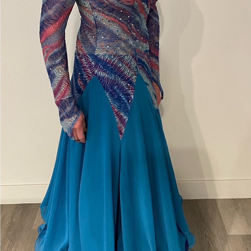 Vibrant Multicolor Ballroom Dance Dress - Picture 7 of 16